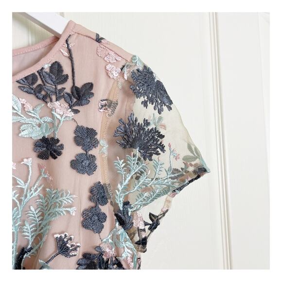 Adrianna Papell Abigail Embroidered Mesh S/S Dress NWT - Picture 5 of 11